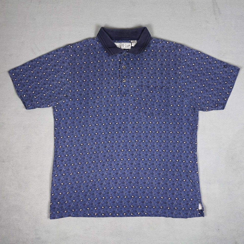Vintage 90s Grand Slam Penguin Golf Club Print Polo Shirt‎ Mens M